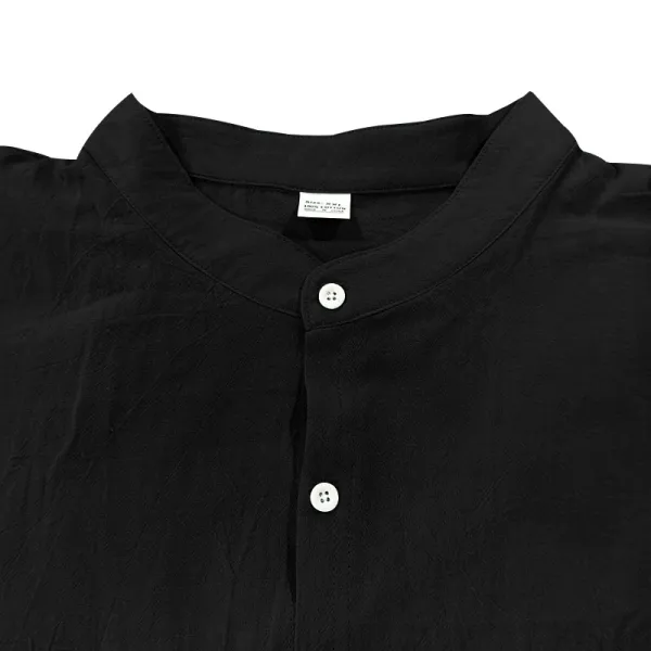 Design Linen Button-Up Shirt White Tops Shirt - 15