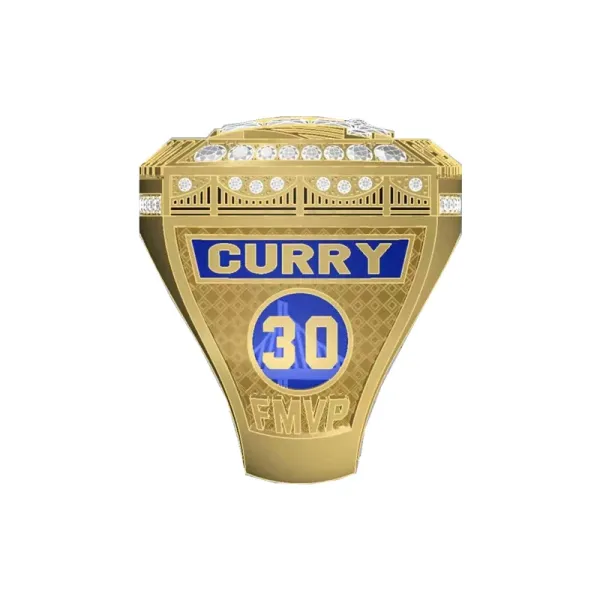 Design Kanjin Jewelry Golden State Warriors 2018 NBA Championship Ring Gold Blue Crystal Ring Jewelry - 5