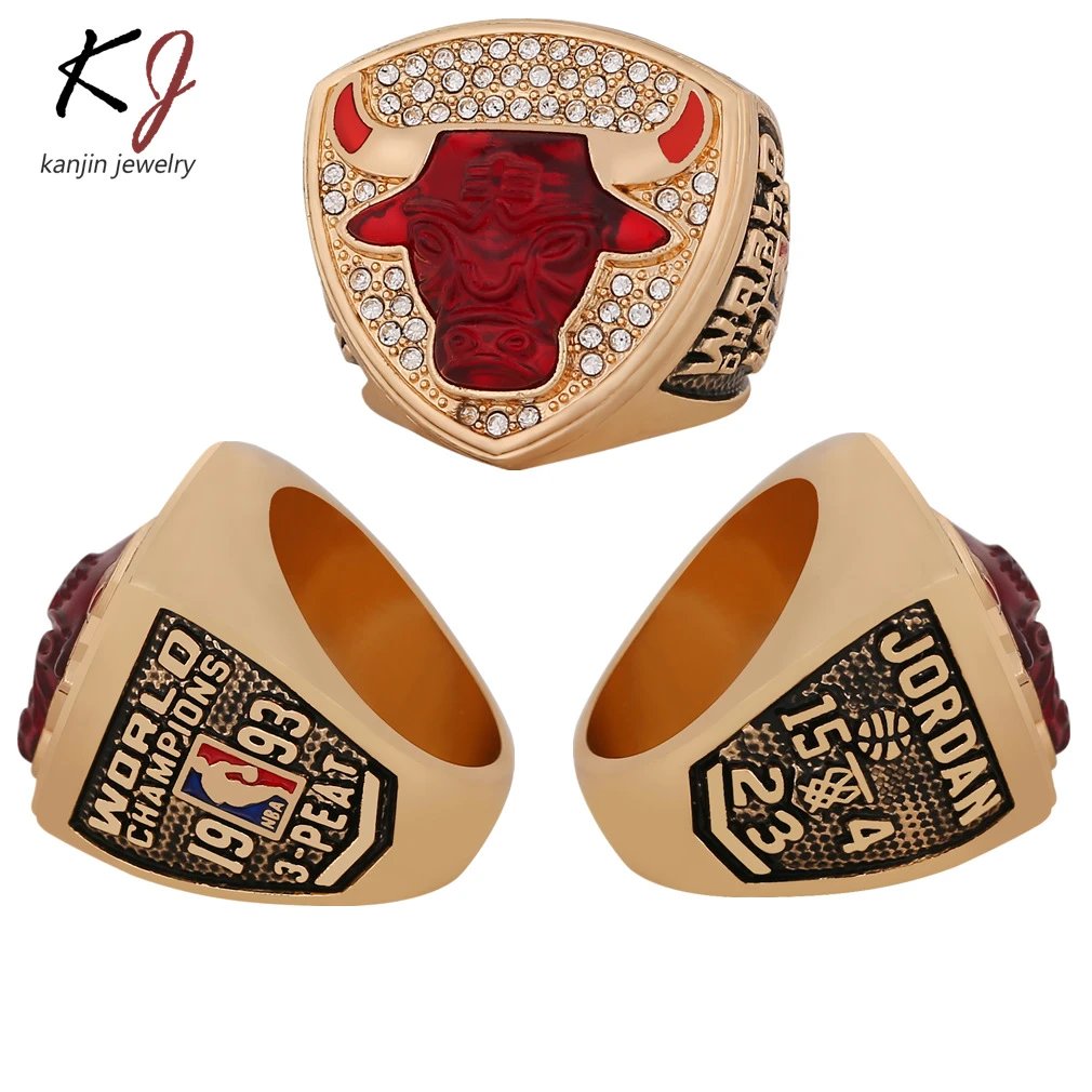 Design Kanjin Jewelry Chicago Bulls Championship Ring Red Gold Ring Jewelry - 4