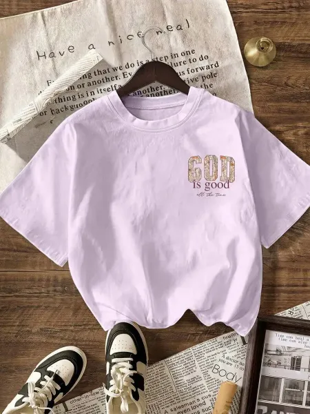 Design 'God Is Good' Floral Print Oversized T-Shirt White - 9