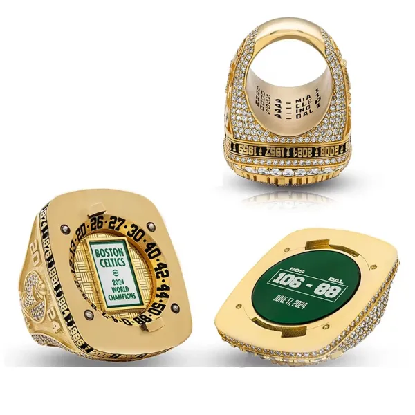 Design Kanjin Jewelry Custom Championship Ring Emerald Green Gold Rhinestone Ring Jewelry - 9