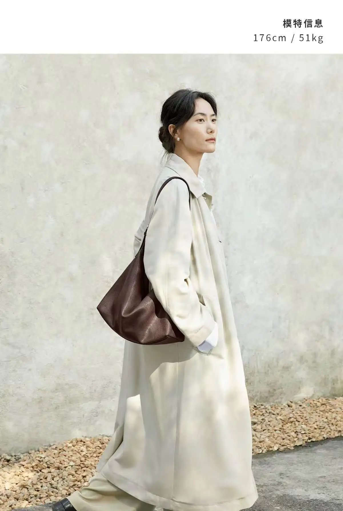 Design Triangle Hobo Bag Brown Leather Shoulder Bag - 4