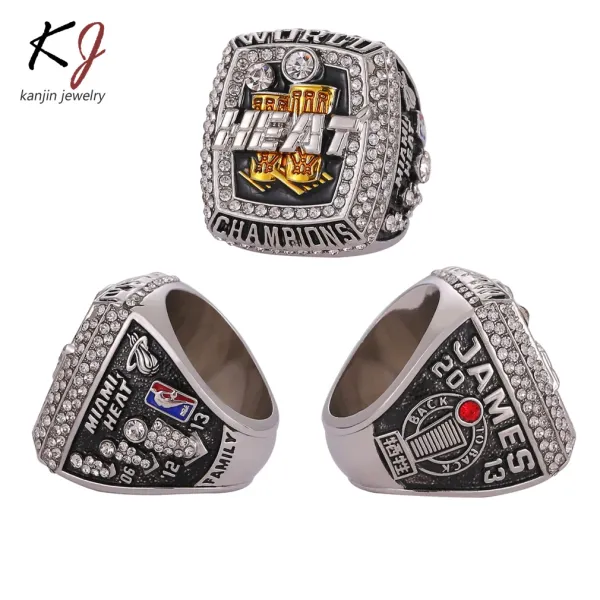 Miami Heat 2012 NBA Championship Ring Replica Silver Gold Black Jewelry - 3