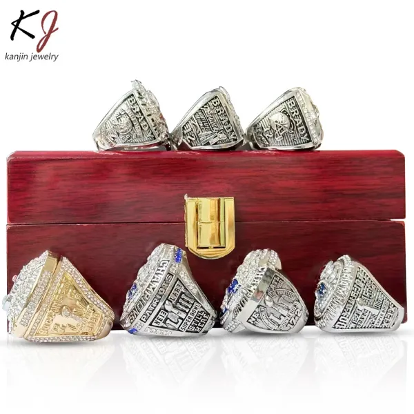 Design Kanjin Jewelry New England Patriots Super Bowl Championship Rings Set Silver Blue Red Multicolor Rings Jewelry - 7