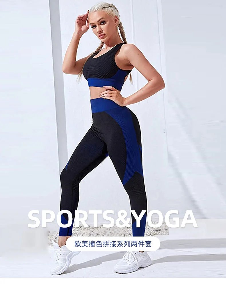 Design High-Neck Zip-Up Crop Top and Leggings Set Navy Black Activewear - 3