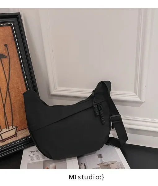 Design Minimalist Black Hobo Crossbody Bag - 30