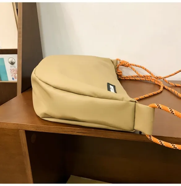 Design MT&DPs Saddle Bag Beige with Orange Rope Strap Crossbody Bag Crossbody Bags - 21