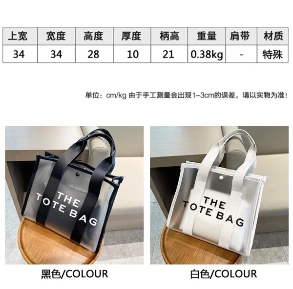 Design Transparent Tote Bag with Black Straps and 'THE TOTE BAG' Print Tote Bag - 11