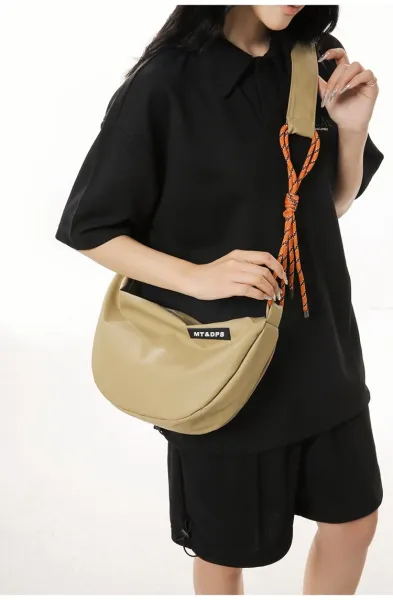 Design MT&DPs Saddle Bag Beige with Orange Rope Strap Crossbody Bag Crossbody Bags - 11