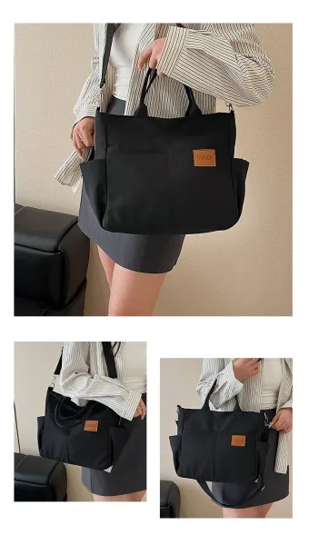 Design Canvas Tote Bag Beige Shoulder Handbag - 19
