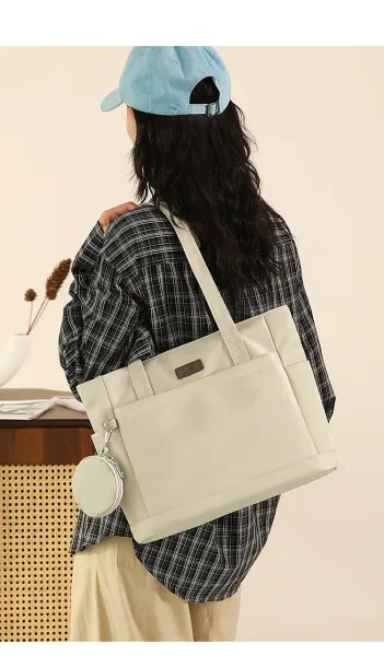 Design Tote Bag Olive Green Nylon Handbag with Detachable Coin Purse - 27