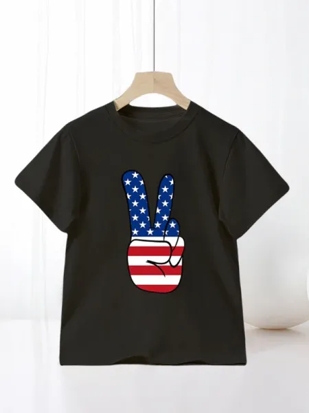 Design USA Map Flag Graphic Black T-Shirt - 10