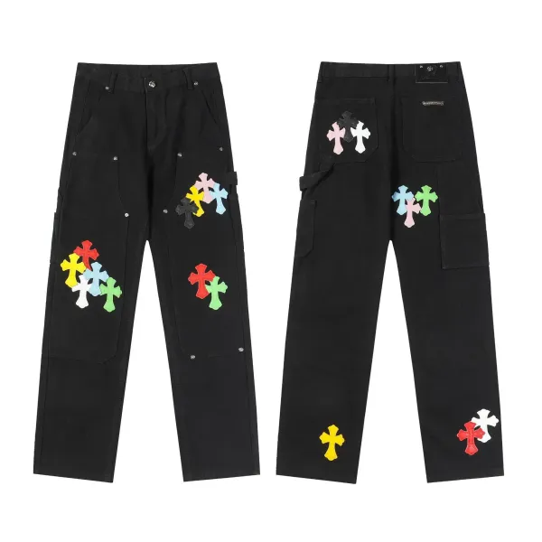 Chrome Hearts x NoStylist Embroidered Cross Patch Light Wash Jeans - 26