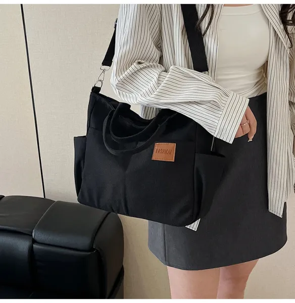 Design Canvas Tote Bag Beige Shoulder Handbag - 25