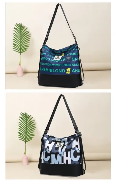 Design Bufan Collection Letter Print Navy Blue Shoulder Bag Shoulder Bags - 12