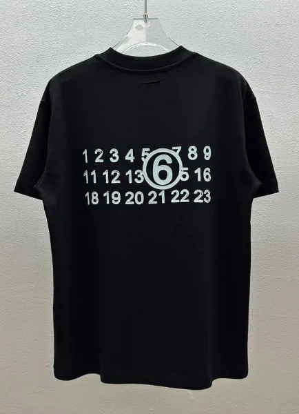 Maison Margiela Tabi Logo Embroidered Black T-Shirt - 45