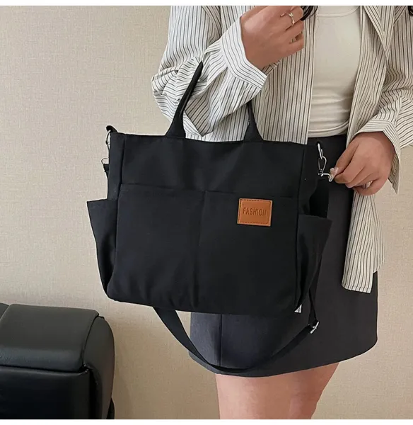Design Canvas Tote Bag Beige Shoulder Handbag - 28