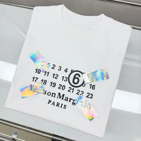 Maison Margiela Tabi Logo Embroidered Black T-Shirt - 47