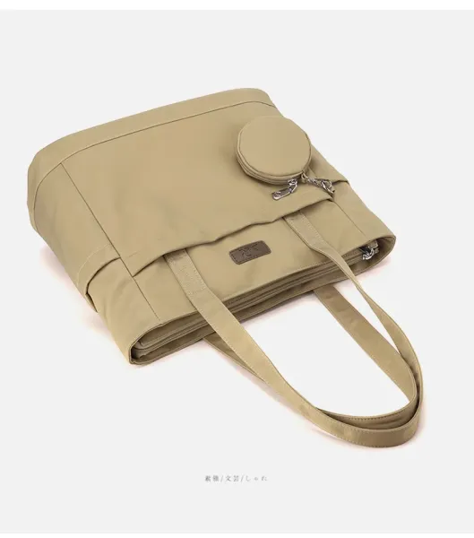 Design Tote Bag Olive Green Nylon Handbag with Detachable Coin Purse - 34