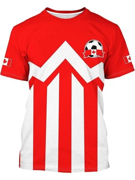 Design Canada National Team Soccer Fan T-Shirt Red White T-Shirts - 9