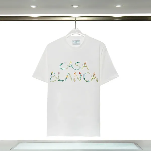 Casablanca Floral Embroidered Logo White T-Shirt - 1