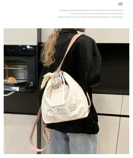 Design AIHITU STUDIO Cartoon Bear Print Silver Gray Hobo Bag - 26