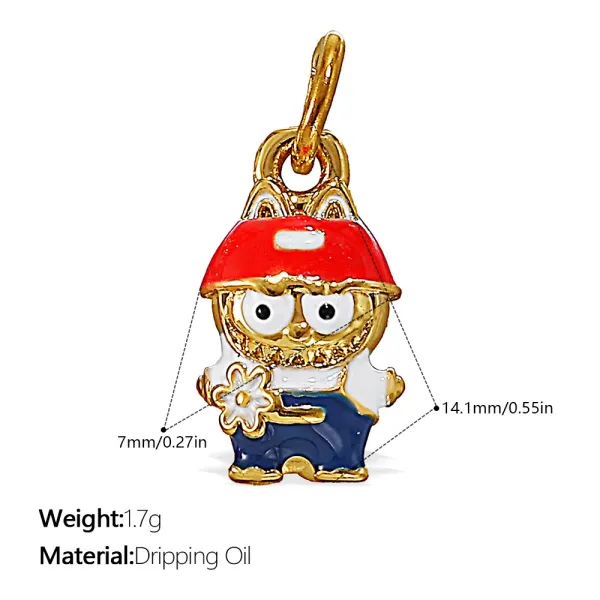 Design Cartoon Cat Charm Pendant Red Blue Gold Jewelry - 1
