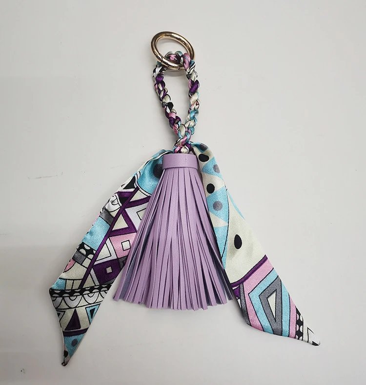 Hermès Silk Scarf Keychain with Blue Tassel and Nautical Print Accessories - 26