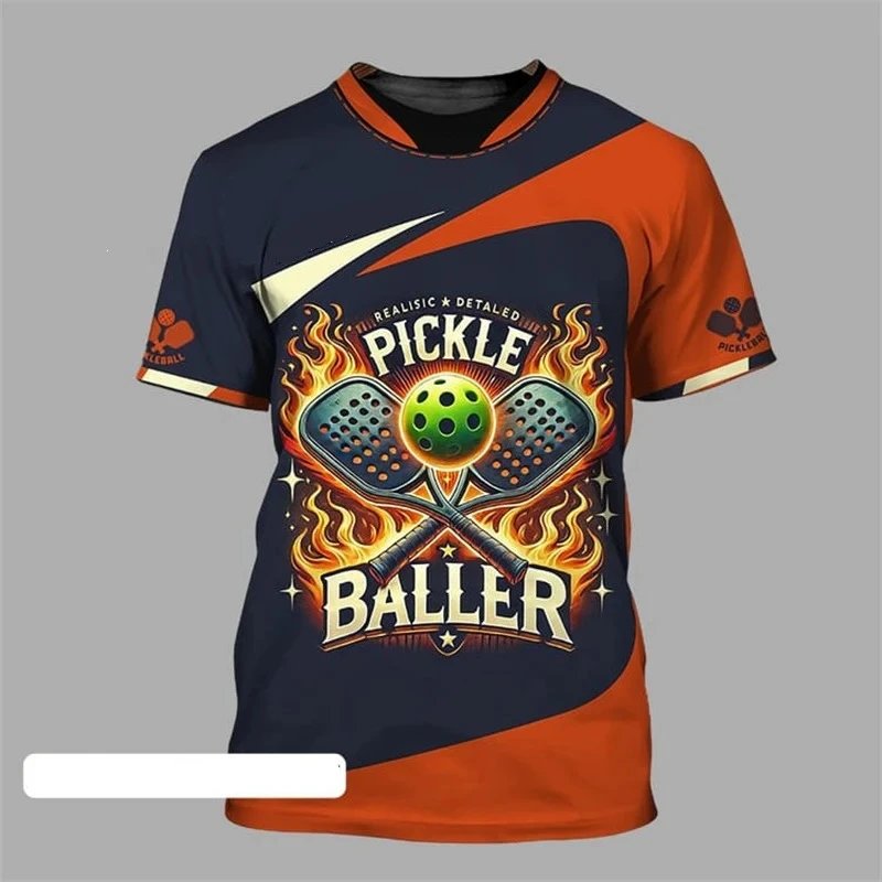 Pickleball Graphic Performance T-Shirt Orange Yellow Black