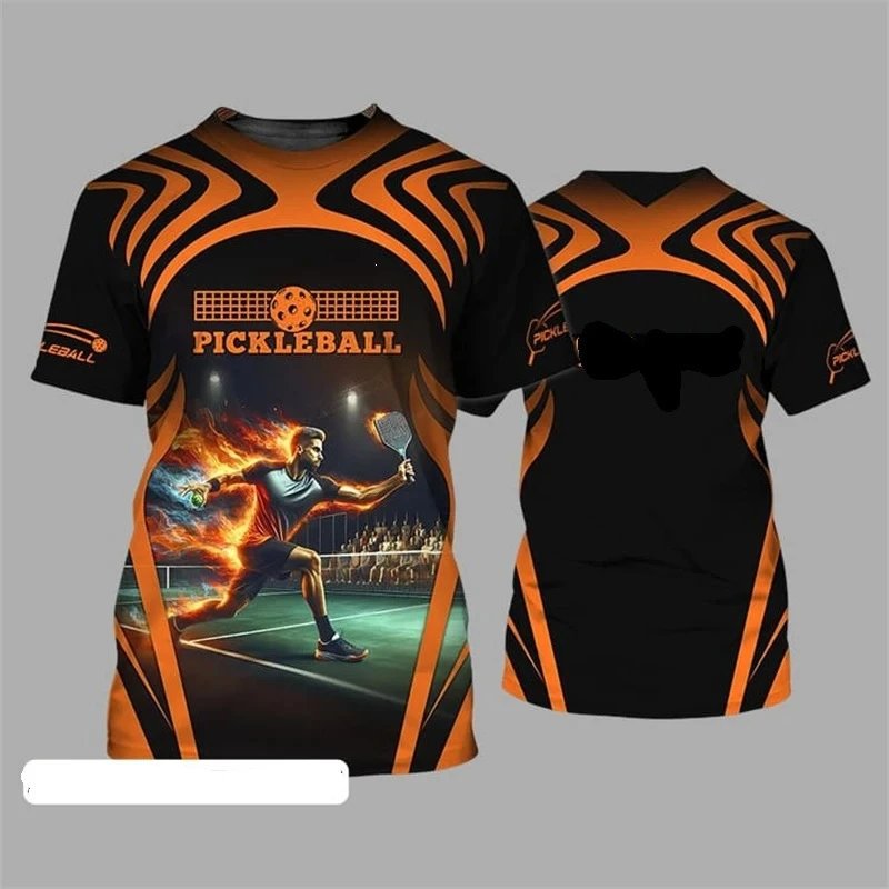 Design Pickleball Graphic Performance T-Shirt Orange Yellow Black T-Shirts - 5