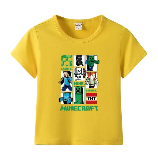Design Minecraft Graphic Print Yellow Kids T-Shirt T-Shirts - 1