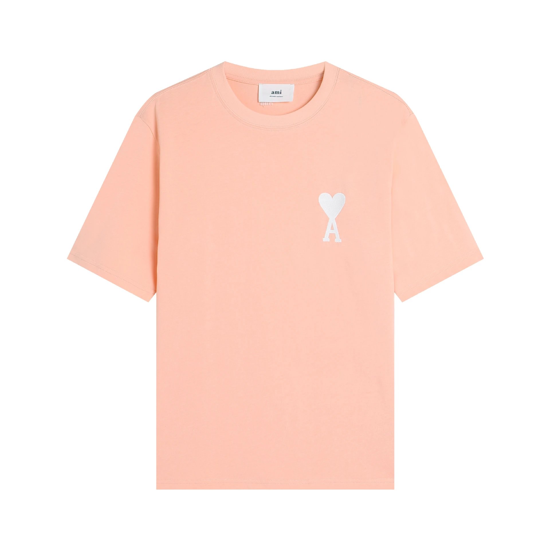AMI Paris Logo Embroidered Beige T-Shirt - 6