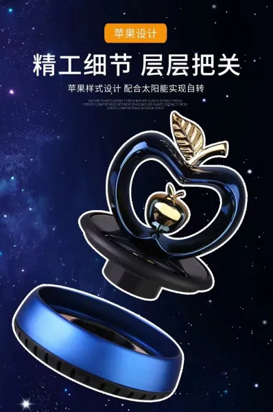 Design Apple-Shaped Car Air Freshener Blue Gold Accessories - 4