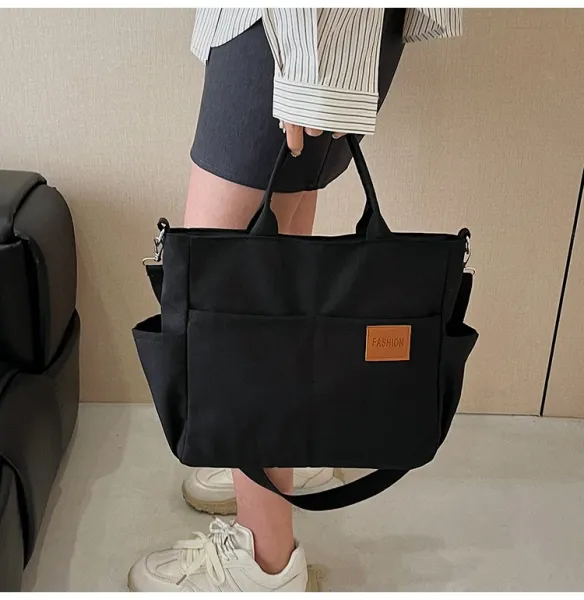 Design Canvas Tote Bag Beige Shoulder Handbag - 29