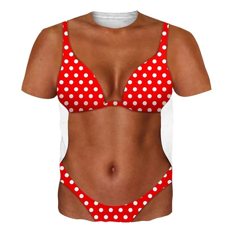 Design 3D Printed Red Bikini-Print T-Shirt - 17