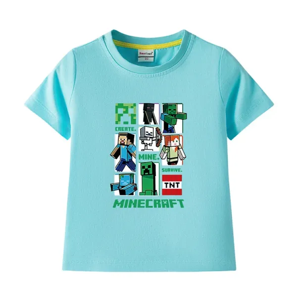 Design Minecraft Graphic Print Pink T-Shirt T-Shirts - 14