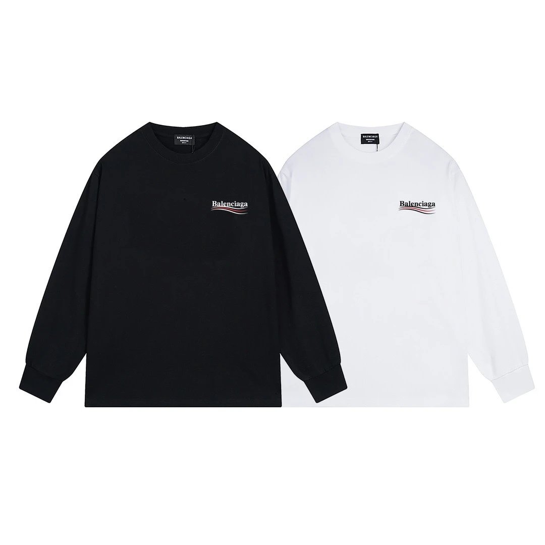 Balenciaga Distorted Logo Long-Sleeve T-Shirt White - 7
