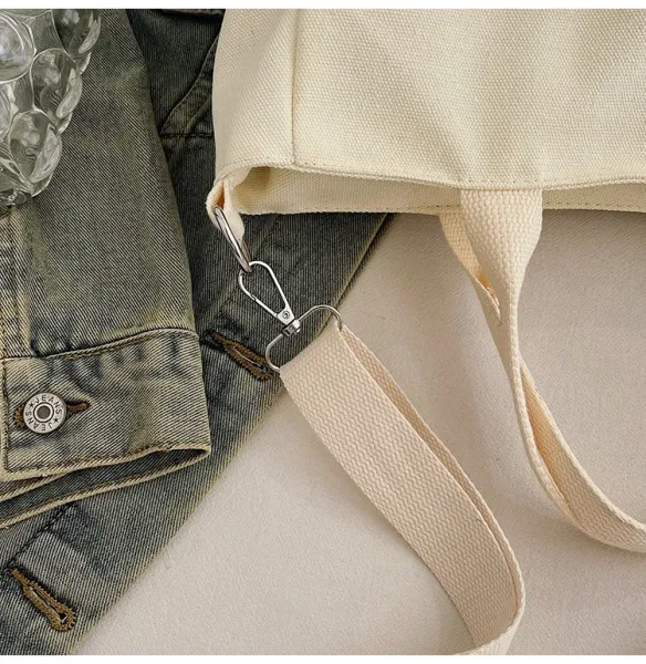 Design Canvas Tote Bag Beige Shoulder Handbag - 40