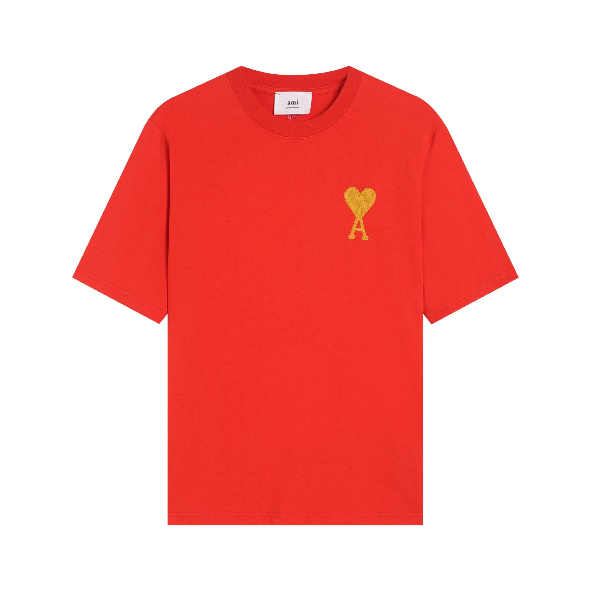 AMI Paris Logo Embroidered Beige T-Shirt - 14