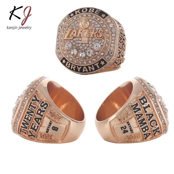 Los Angeles Lakers Kobe Bryant Championship Ring Replica Gold Crystal Jewelry - 3