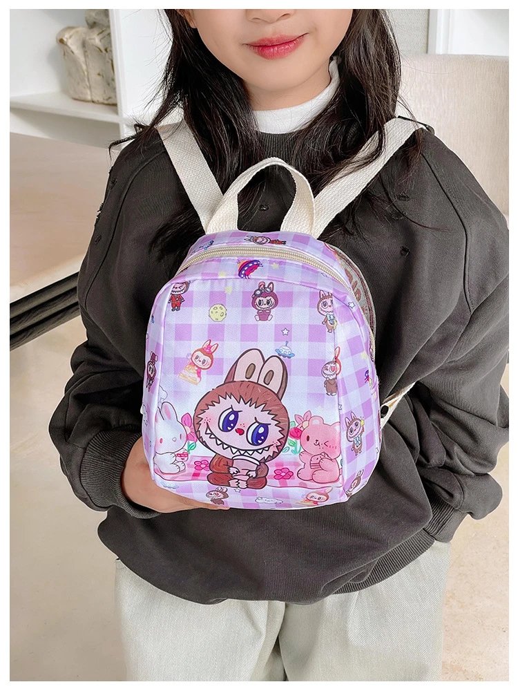 Design Mini Backpack Pink Gingham Rabbit Print Backpack - 22