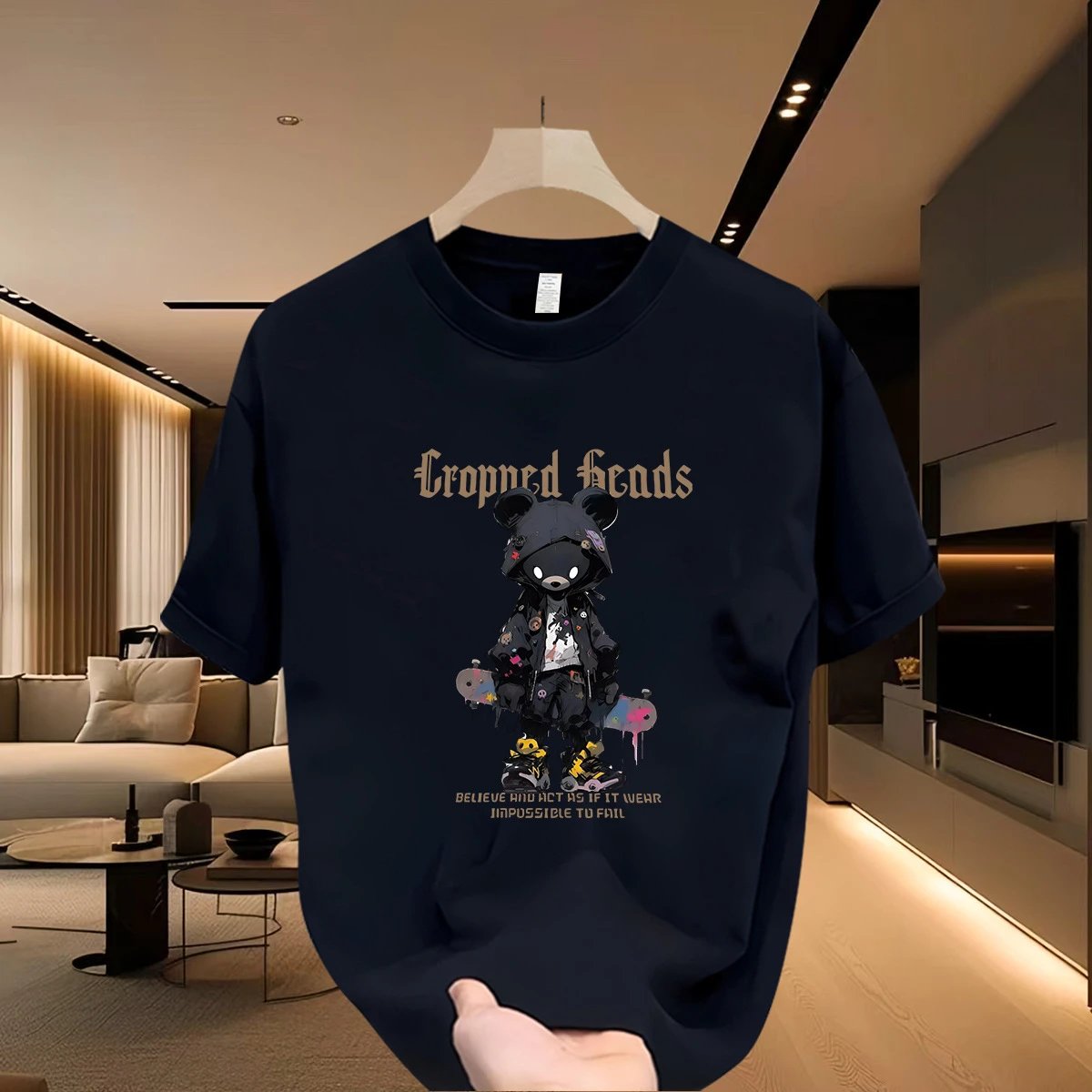 Design Graphic Print Navy T-Shirt Tops.t Shirts - 17