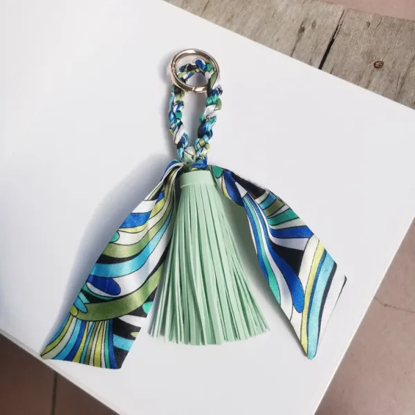 Design Silk Scarf Tassel Keychain Multicolor Accessories - 1