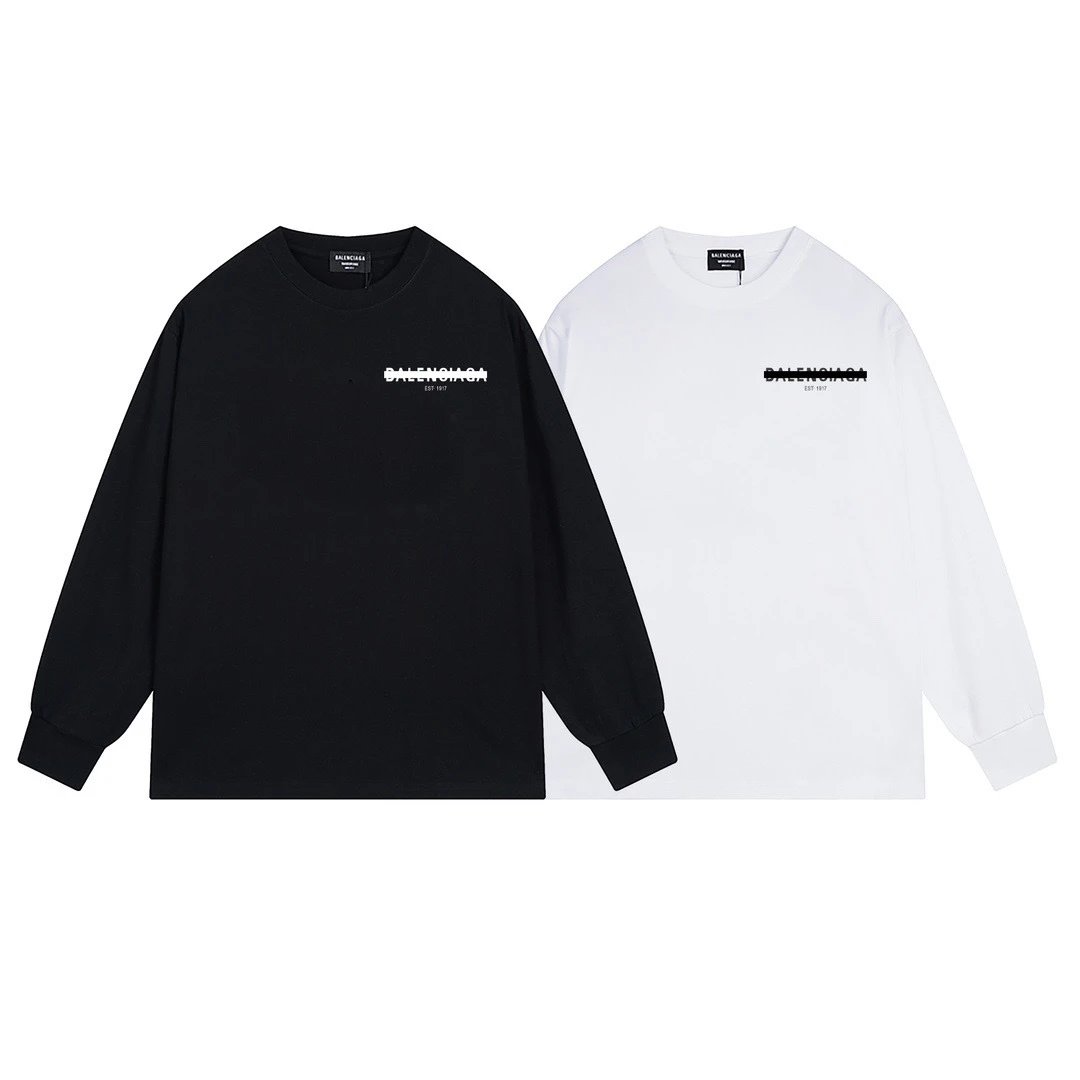 Balenciaga Distorted Logo Long-Sleeve T-Shirt White - 8