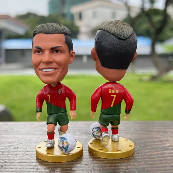 Design Al Nassr FC Cristiano Ronaldo Bobblehead Figure Yellow Blue Jersey Collectible Accessories - 9