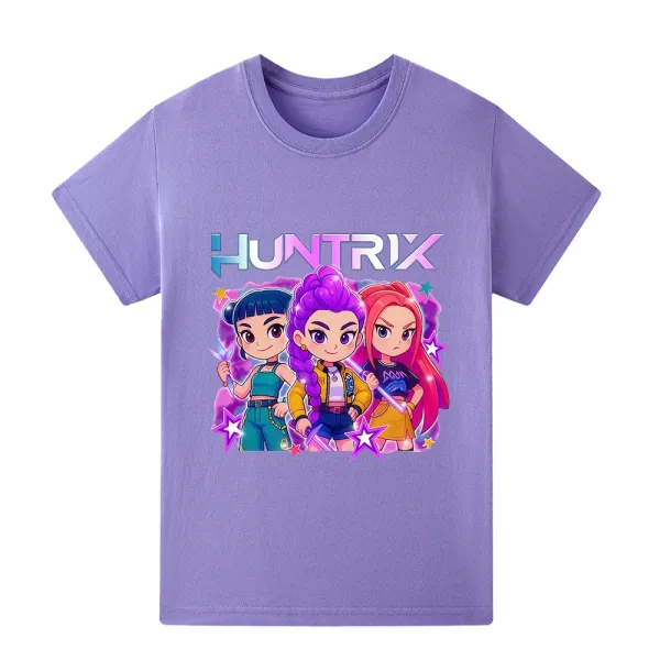 Design Huntrix Graphic Print Purple Kids T-Shirt T-Shirts - 1