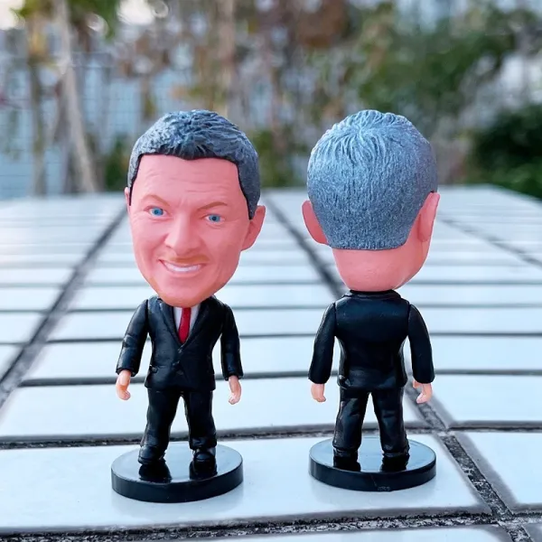 Design Custom Bobblehead Figurine Black Suit Red Tie Collectible Accessories - 1