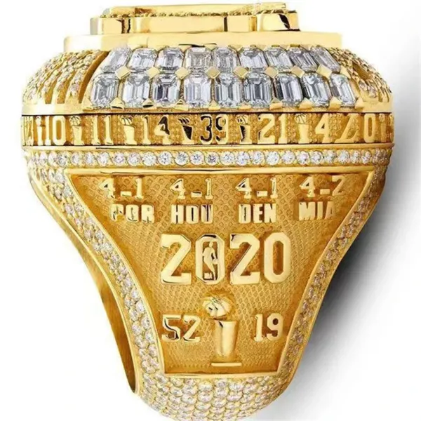 Los Angeles Lakers 2020 NBA Championship Ring Gold Purple Diamond Jewelry - 5