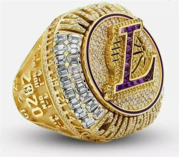 Los Angeles Lakers 2020 NBA Championship Ring Gold Purple Diamond Jewelry - 2