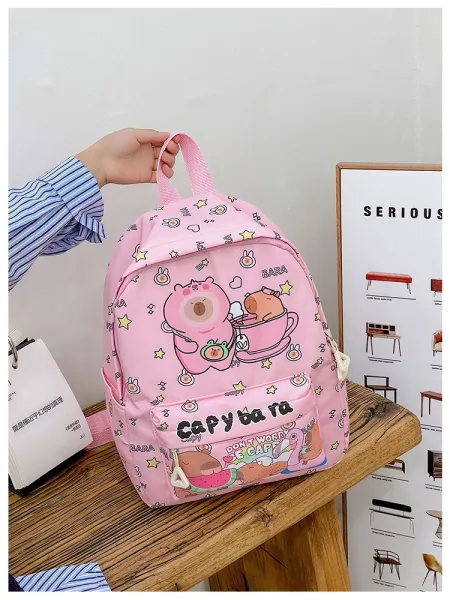 Design Capypara Capybara Print Mini Backpack Blue Mini Backpack - 18